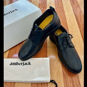 NEW AMBERJACK THE ORIGINAL MENS DRESS SHOES OBSIDIAN BLACK LEATHER LACE UP 10